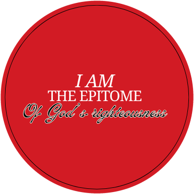 Red licence disc holder reading I am the epitome of God's righteousness